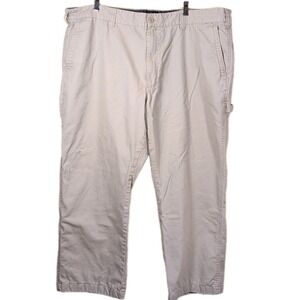 Redhead Mens 48/30 Khaki Flannel-lined Carpenter Pants Relaxed Fit Workwear